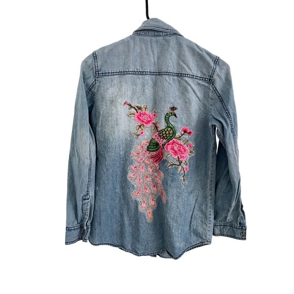 Women's BP Denim Peacock Button Up Shirt - XS - Picture 1 of 4